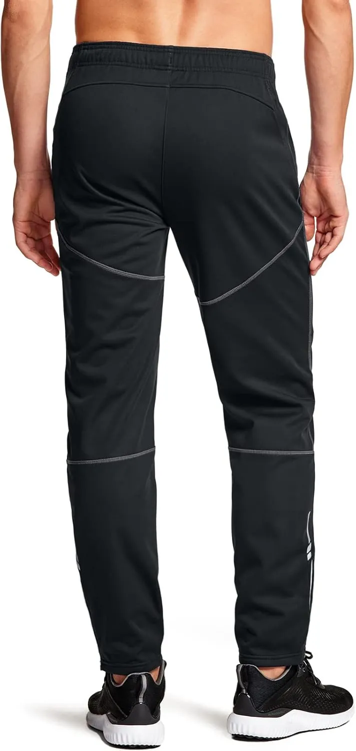 TSLA Men's Thermal Fleece Lined Cycling Pants, Windproof Winter Running Bike Pants for Cold Weather