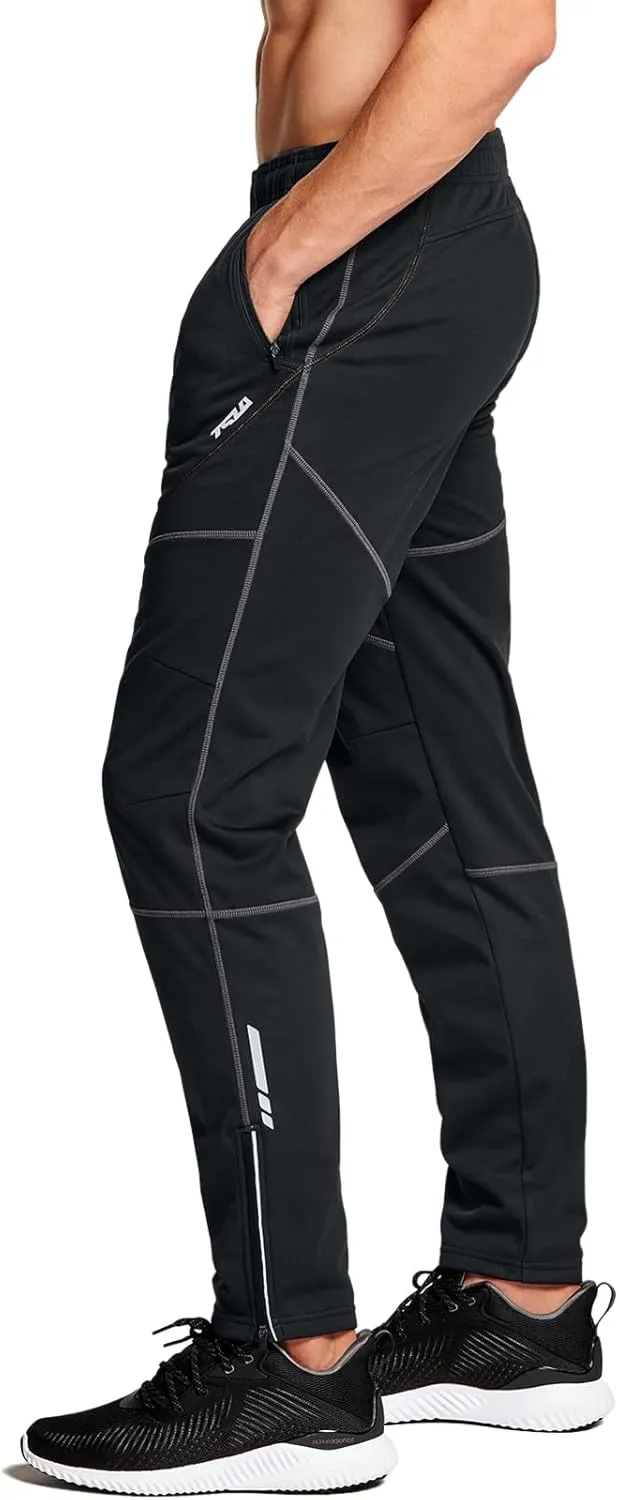 TSLA Men's Thermal Fleece Lined Cycling Pants, Windproof Winter Running Bike Pants for Cold Weather