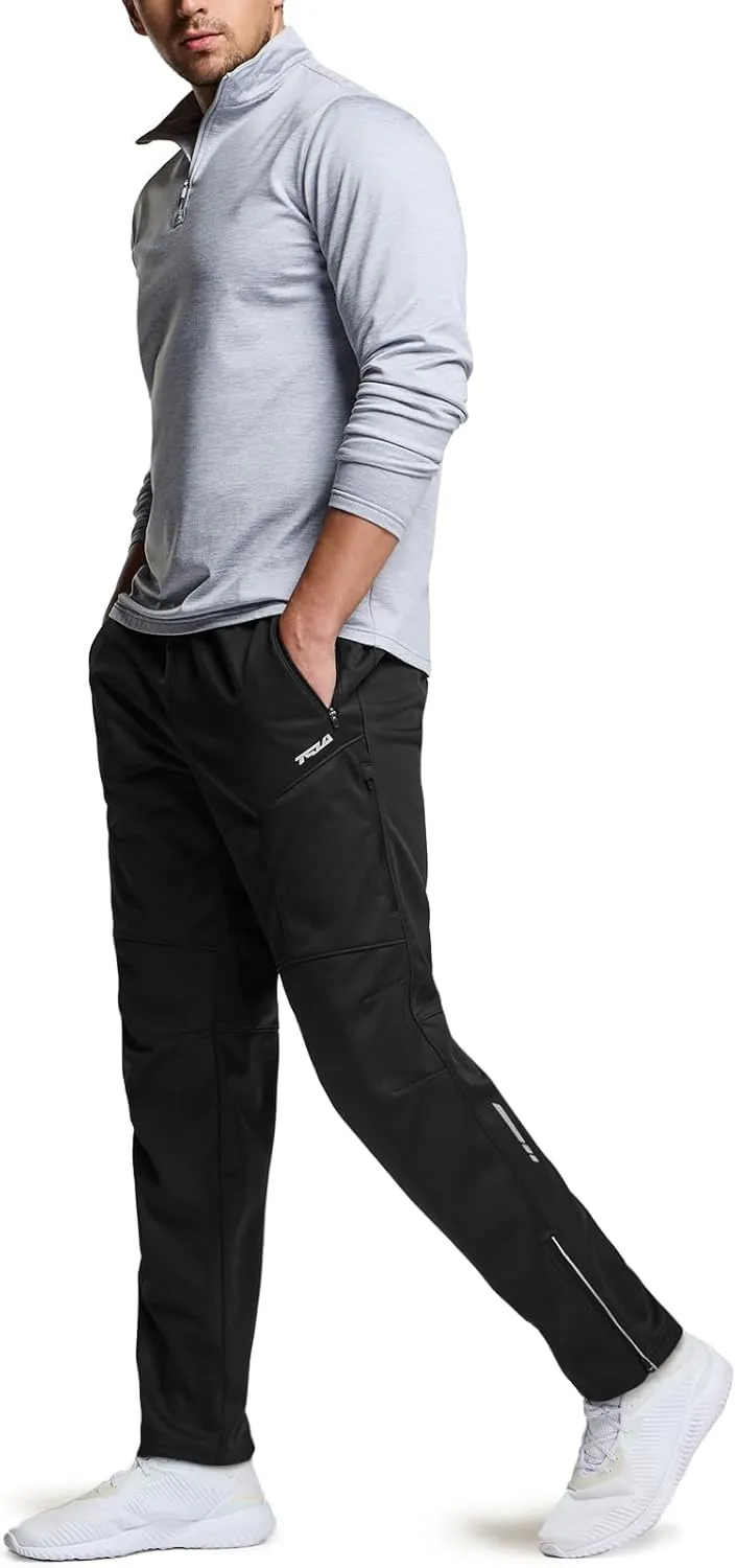 TSLA Men's Thermal Fleece Lined Cycling Pants, Windproof Winter Running Bike Pants for Cold Weather