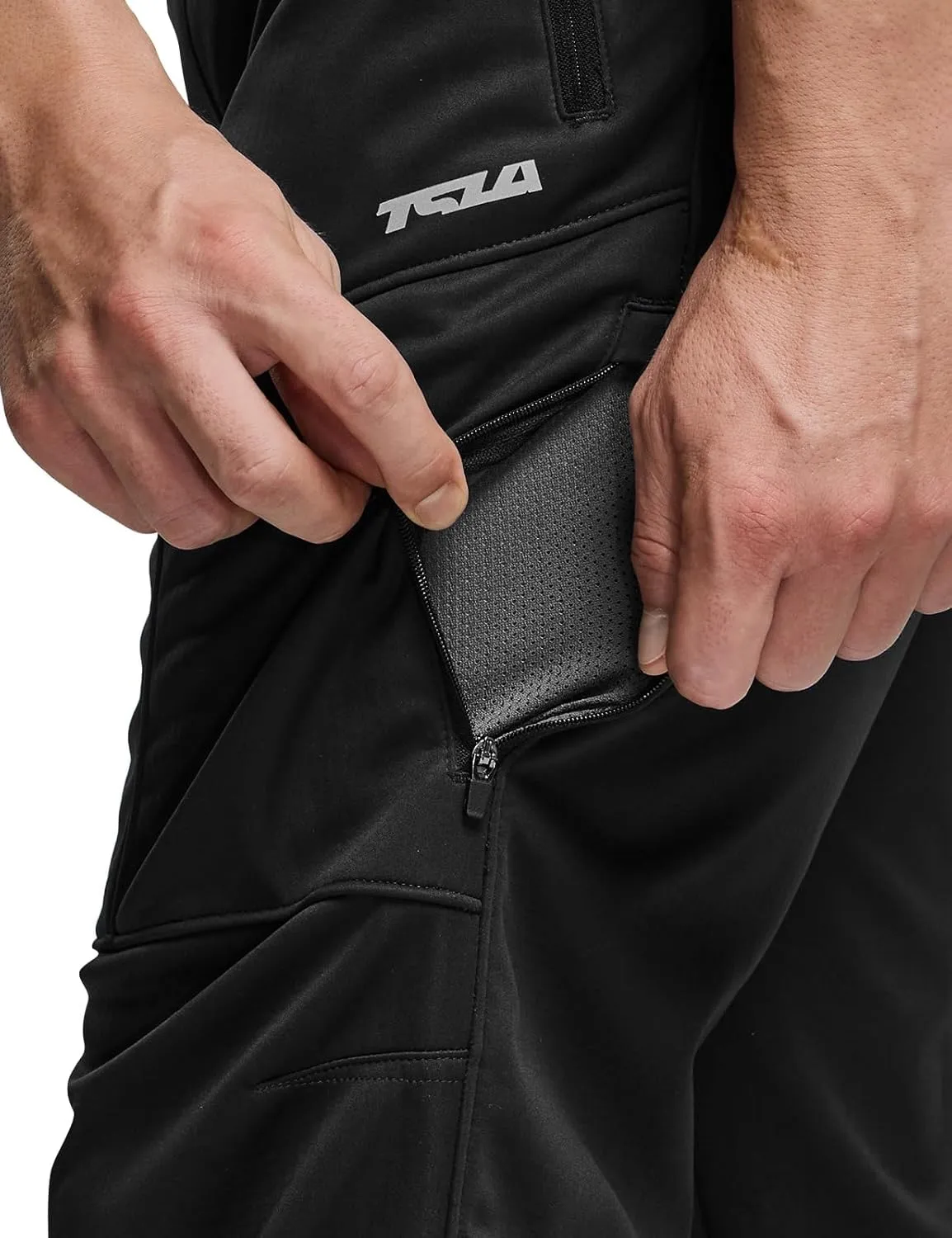 TSLA Men's Thermal Fleece Lined Cycling Pants, Windproof Winter Running Bike Pants for Cold Weather
