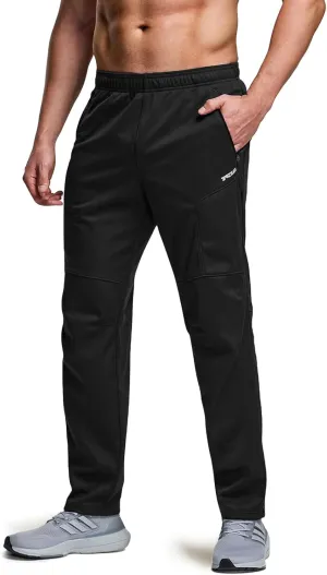 TSLA Men's Thermal Fleece Lined Cycling Pants, Windproof Winter Running Bike Pants for Cold Weather