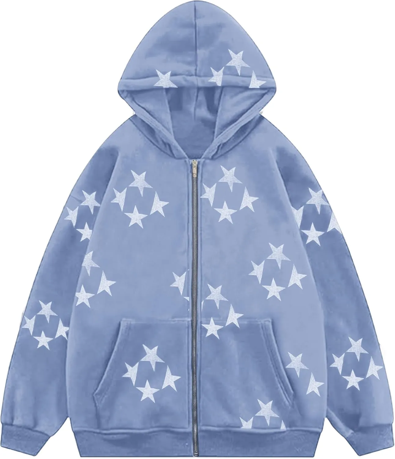 Tuislay Women Star Graphic Zip Up Hoodies Y2k for Teen Girls Oversized Streetwear E-Girl 90s Baggy Grunge Sweatshirt Jacket