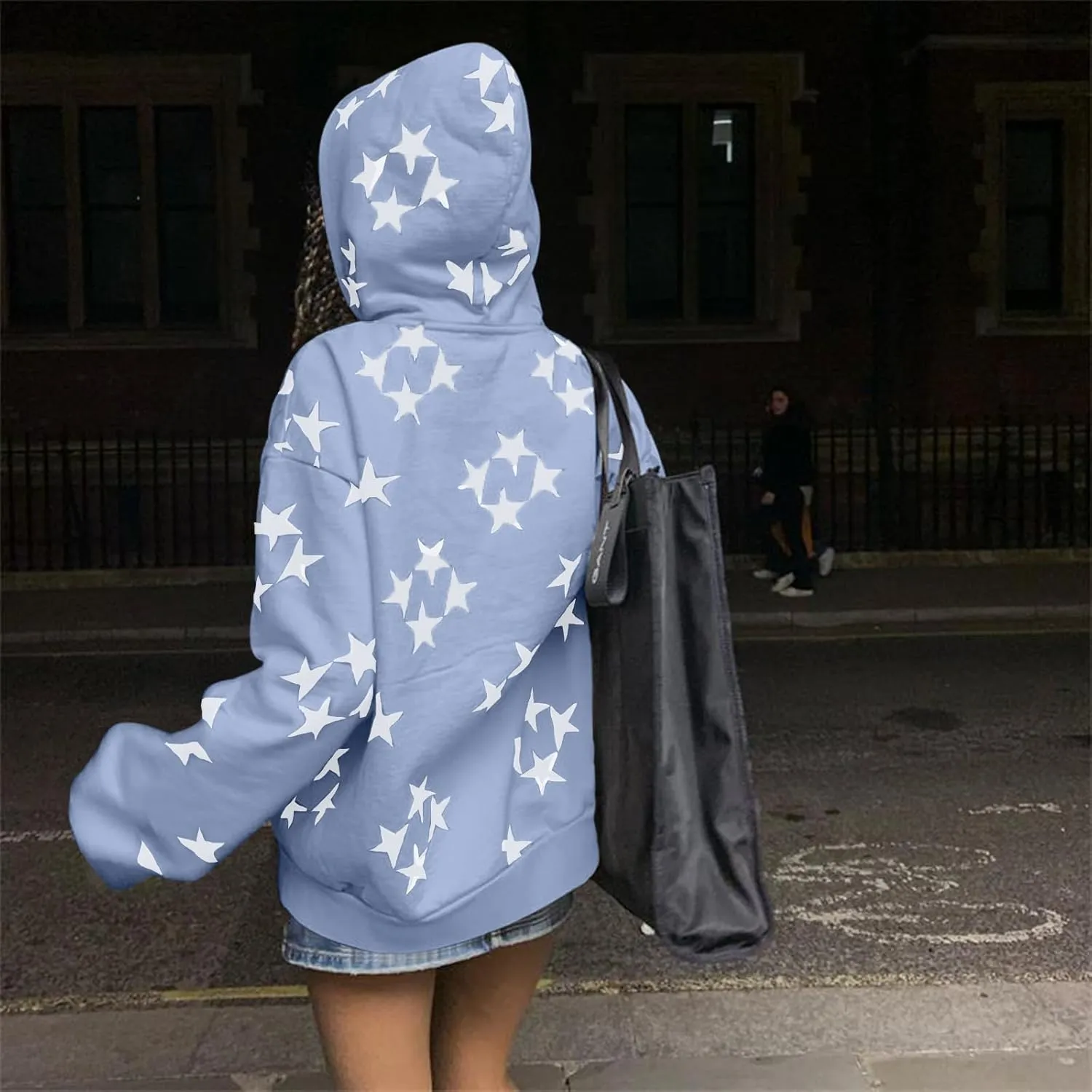 Tuislay Women Star Graphic Zip Up Hoodies Y2k for Teen Girls Oversized Streetwear E-Girl 90s Baggy Grunge Sweatshirt Jacket