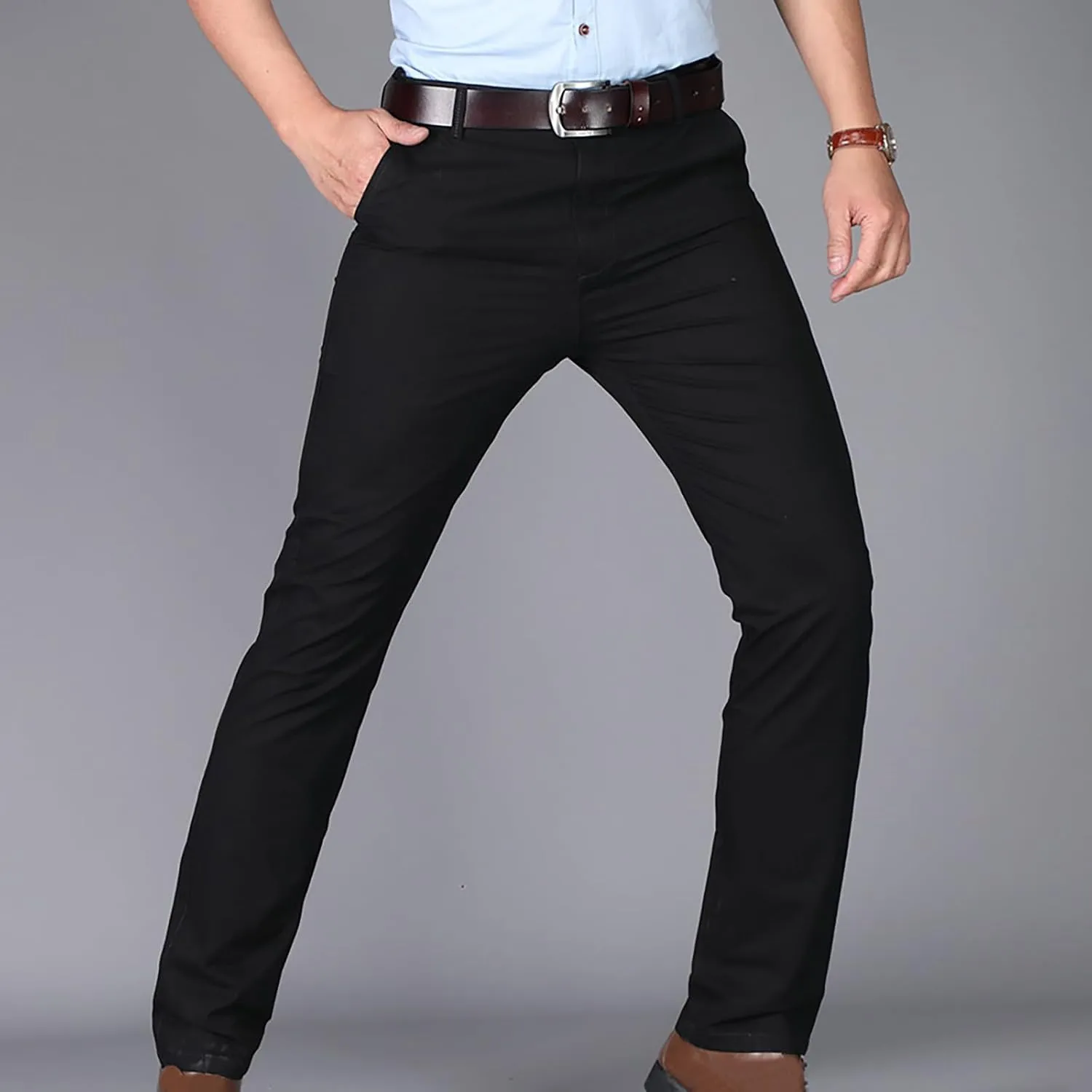 Uillui Men's Slim Fit Dress Pants Casual Business Golf Stretch Chinos Pants Fashion Lightweight Straight Leg Comfort Slacks