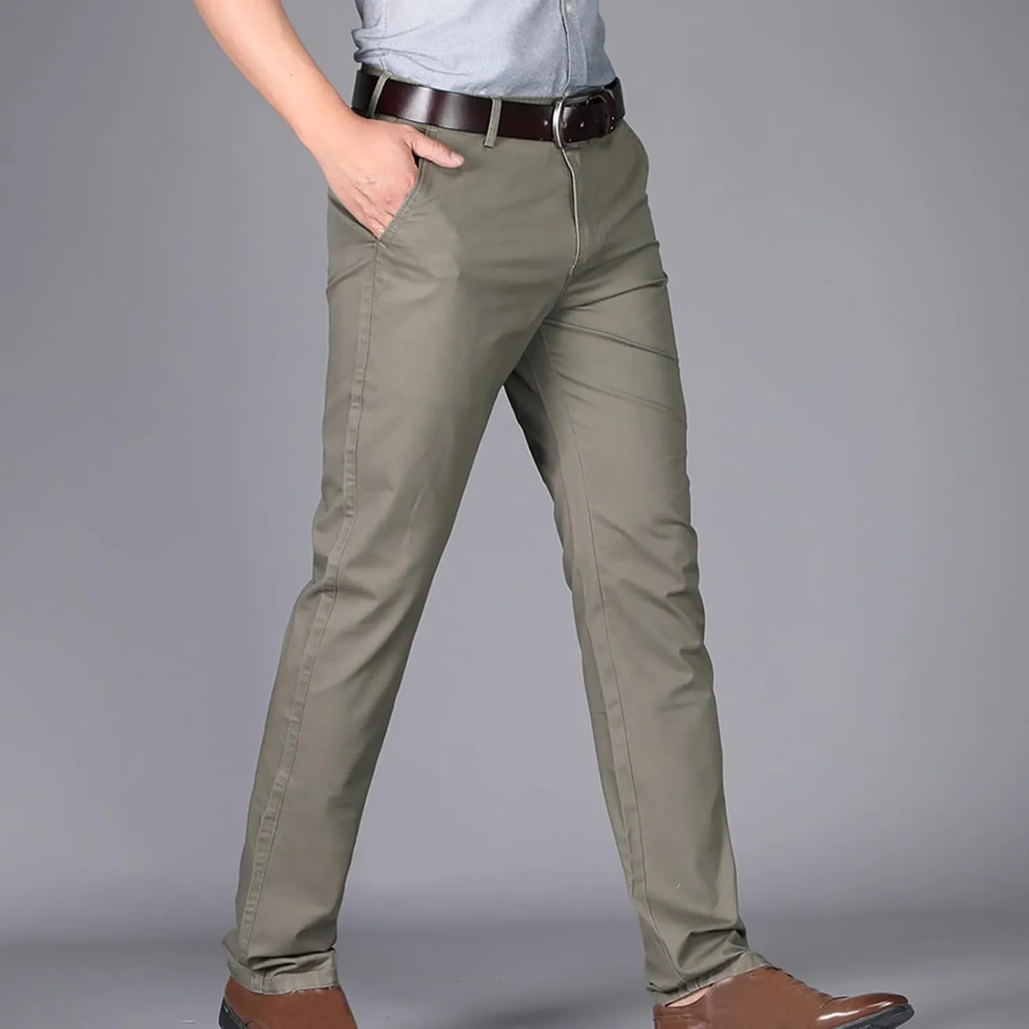 Uillui Men's Slim Fit Dress Pants Casual Business Golf Stretch Chinos Pants Fashion Lightweight Straight Leg Comfort Slacks