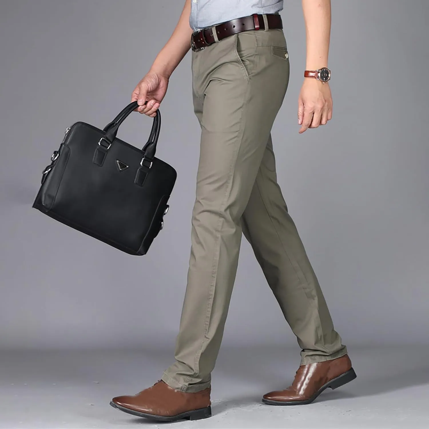 Uillui Men's Slim Fit Dress Pants Casual Business Golf Stretch Chinos Pants Fashion Lightweight Straight Leg Comfort Slacks