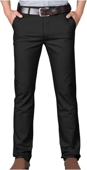 Uillui Men's Slim Fit Dress Pants Casual Business Golf Stretch Chinos Pants Fashion Lightweight Straight Leg Comfort Slacks