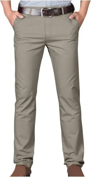 Uillui Men's Slim Fit Dress Pants Casual Business Golf Stretch Chinos Pants Fashion Lightweight Straight Leg Comfort Slacks