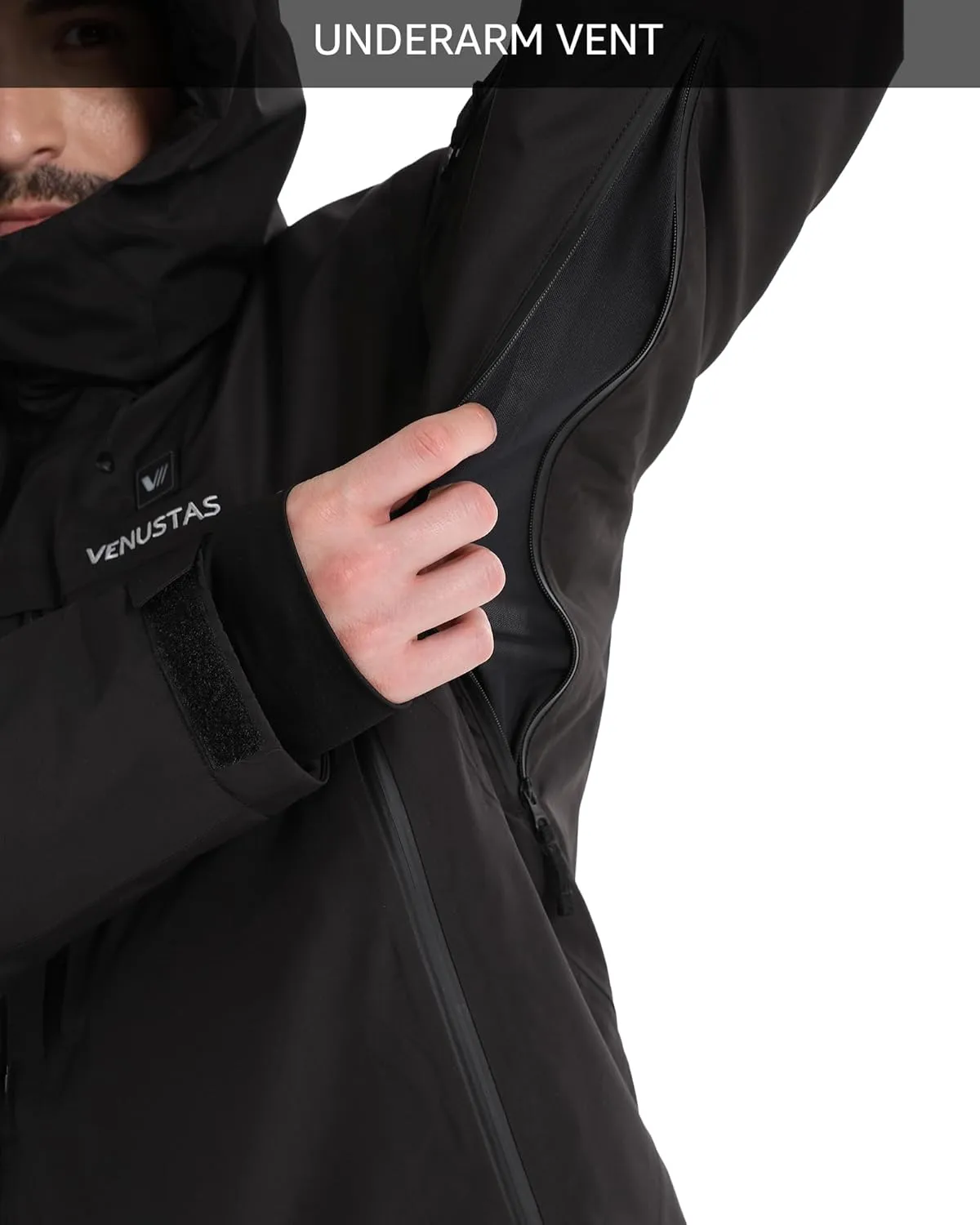 Venustas Men's Heated 3L Ski Insulated Jacket with 12V Battery, Waterproof, Windproof,Breathable, RECCO Reflector Built in