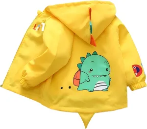 Vinmin Toddler Hooded Jacket Cartoon Zip Coat Little Girls Boys Jacket With Cartoon Monster Dinosaur Pattern Thin Fashion