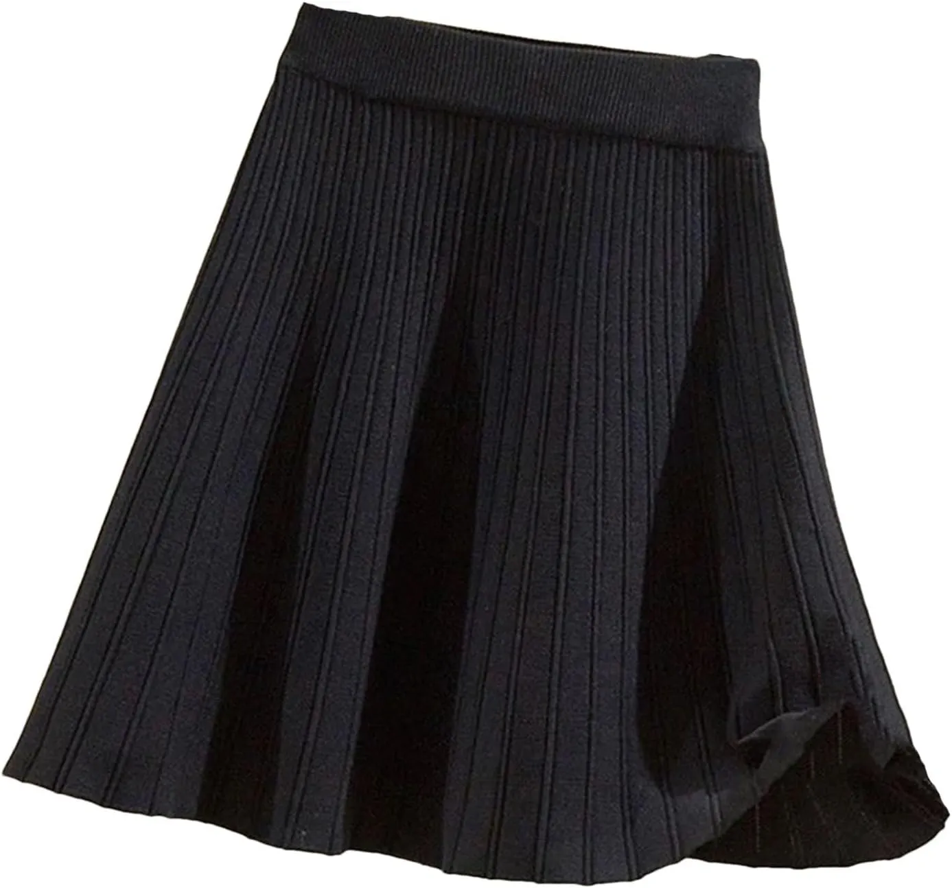 Vintage Knitted Mini Skirts Women High Waist Sweater Pleated Skirt Streetwear A-Line Skirts
