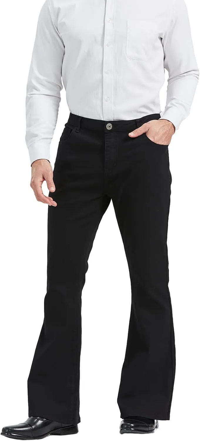 Wbestwind Men's Relaxed Stretch Vintage 60s 70s Bell Bottom Pants Fit 70s Disco Outfits Comfort Flared Retro Leg