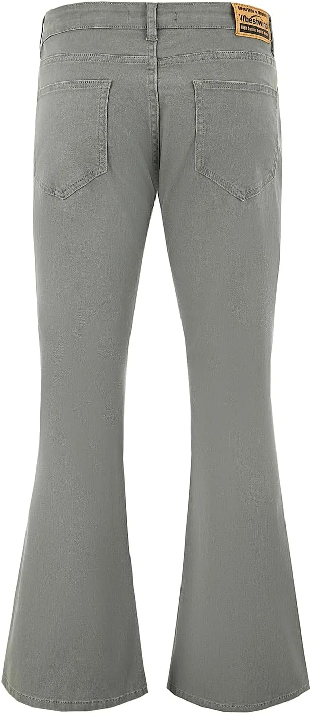 Wbestwind Men's Relaxed Stretch Vintage 60s 70s Bell Bottom Pants Fit 70s Disco Outfits Comfort Flared Retro Leg