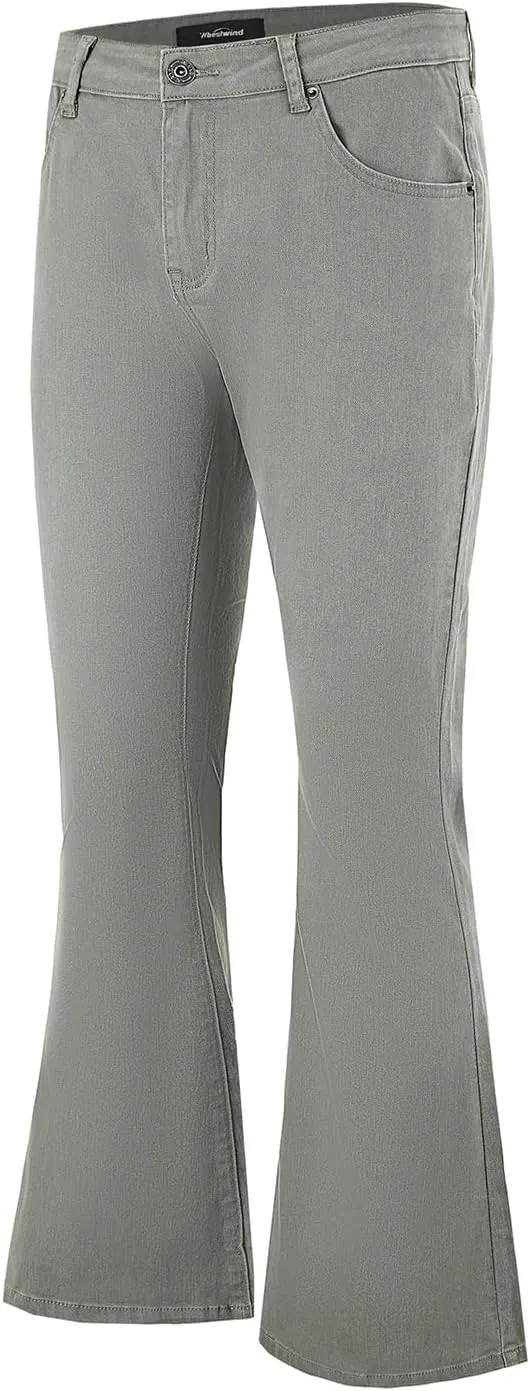 Wbestwind Men's Relaxed Stretch Vintage 60s 70s Bell Bottom Pants Fit 70s Disco Outfits Comfort Flared Retro Leg