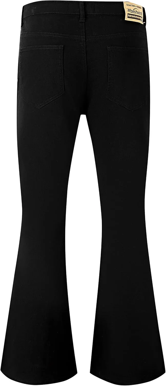 Wbestwind Men's Relaxed Stretch Vintage 60s 70s Bell Bottom Pants Fit 70s Disco Outfits Comfort Flared Retro Leg