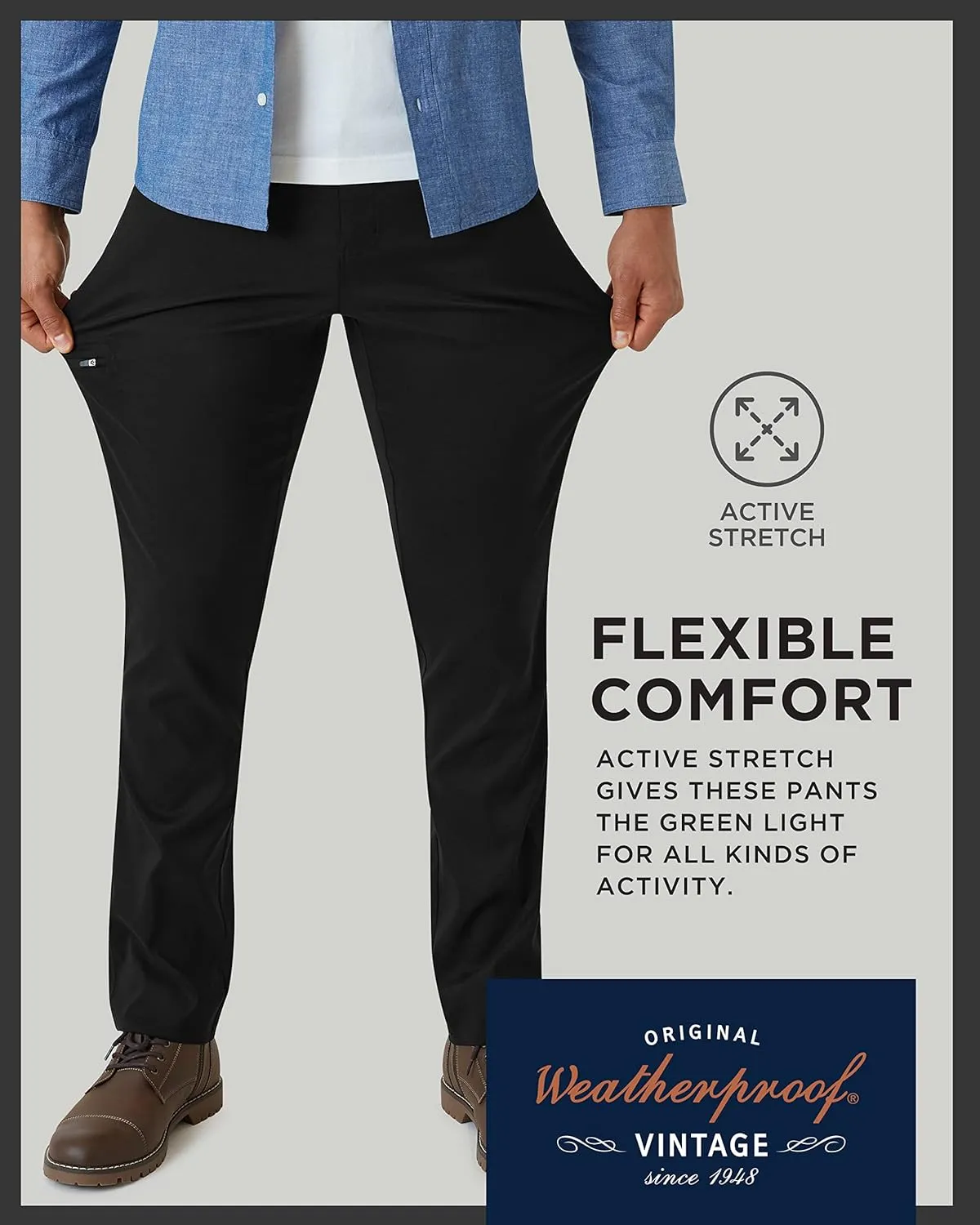 Weatherproof Vintage Casual Hiking Pants for Men - Lightweight Stretch Travel Mens Work Pants with Utility Cargo Pocket