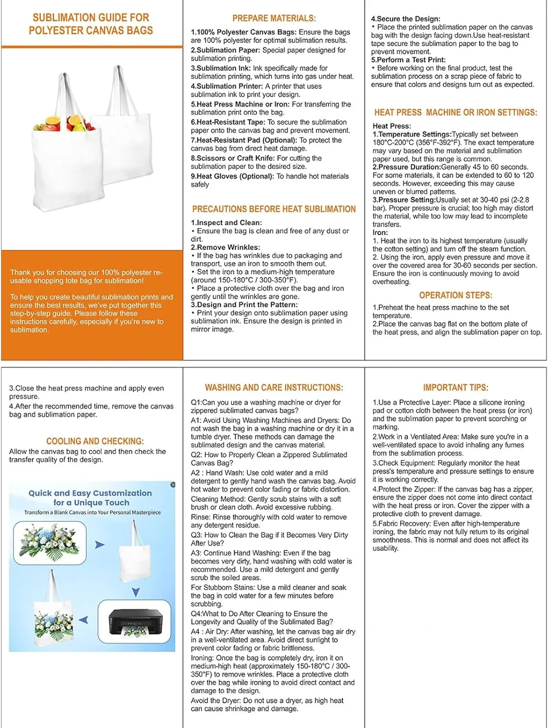 WeStar 5 Pack Sublimation Tote Bags Blanks,12oz Heavy-Duty 100% Polyester with Zipper, Long Handles (18.5"x15"x4.7"), Reusable for DIY, Heat Transfer, Gym, Travel, Business Branding