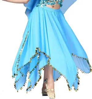 Whitewed Long Handkerchief Skirts Costume Belly Dance Chiffon with Paillettes