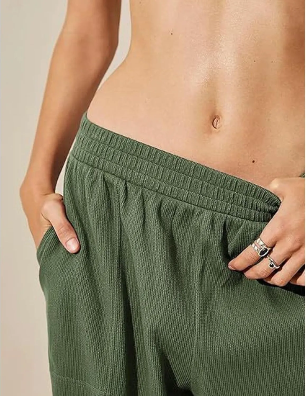 Wide Leg Harem Pants for Women Elastic Waist Casual Loose Pants Baggy Solid Palazzo Comfort Trousers with Pockets