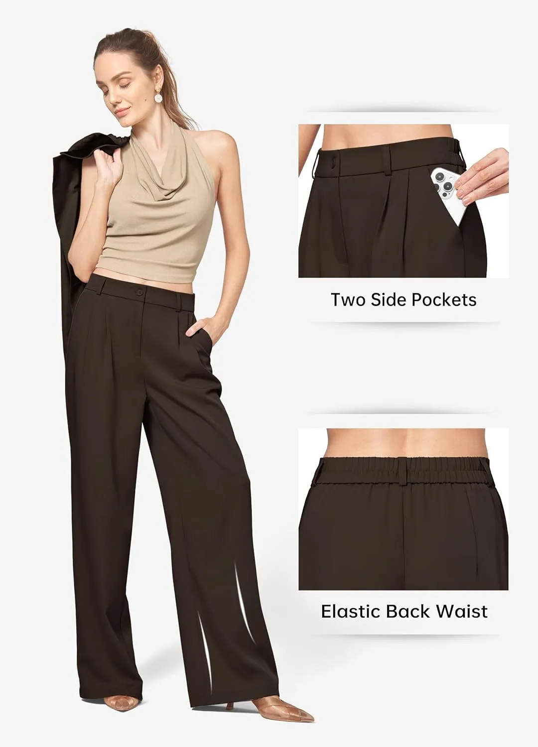 Willit Women's Work Pants Wide Leg Dress Pants High Waisted Casual Slacks Business Office Pants with Pockets 28"/30"/32"