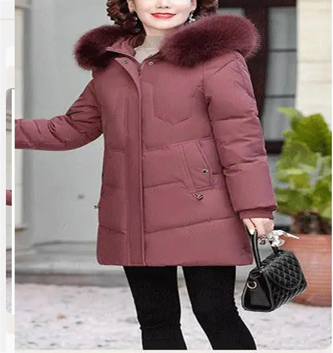 Winter Clothe Padded Jacket Thin Cotton-Padded Jacket Women Mid-Length Fleece Thickening Elderly Lady Cotton-Padded Coat