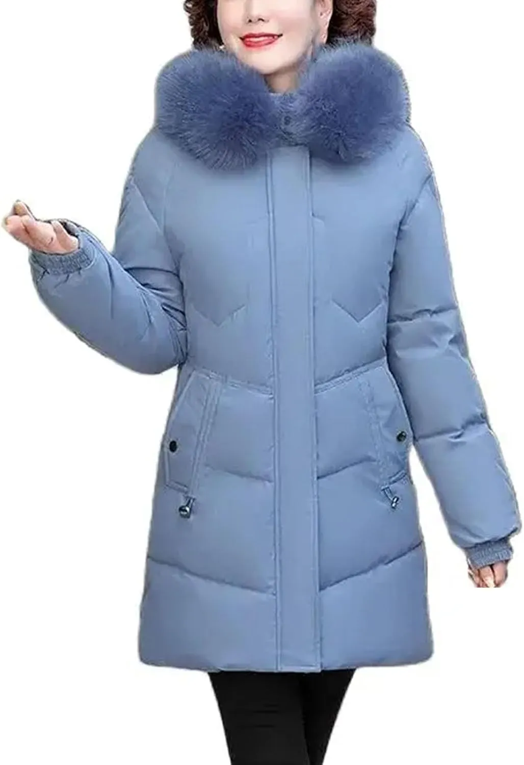 Winter Clothe Padded Jacket Thin Cotton-Padded Jacket Women Mid-Length Fleece Thickening Elderly Lady Cotton-Padded Coat