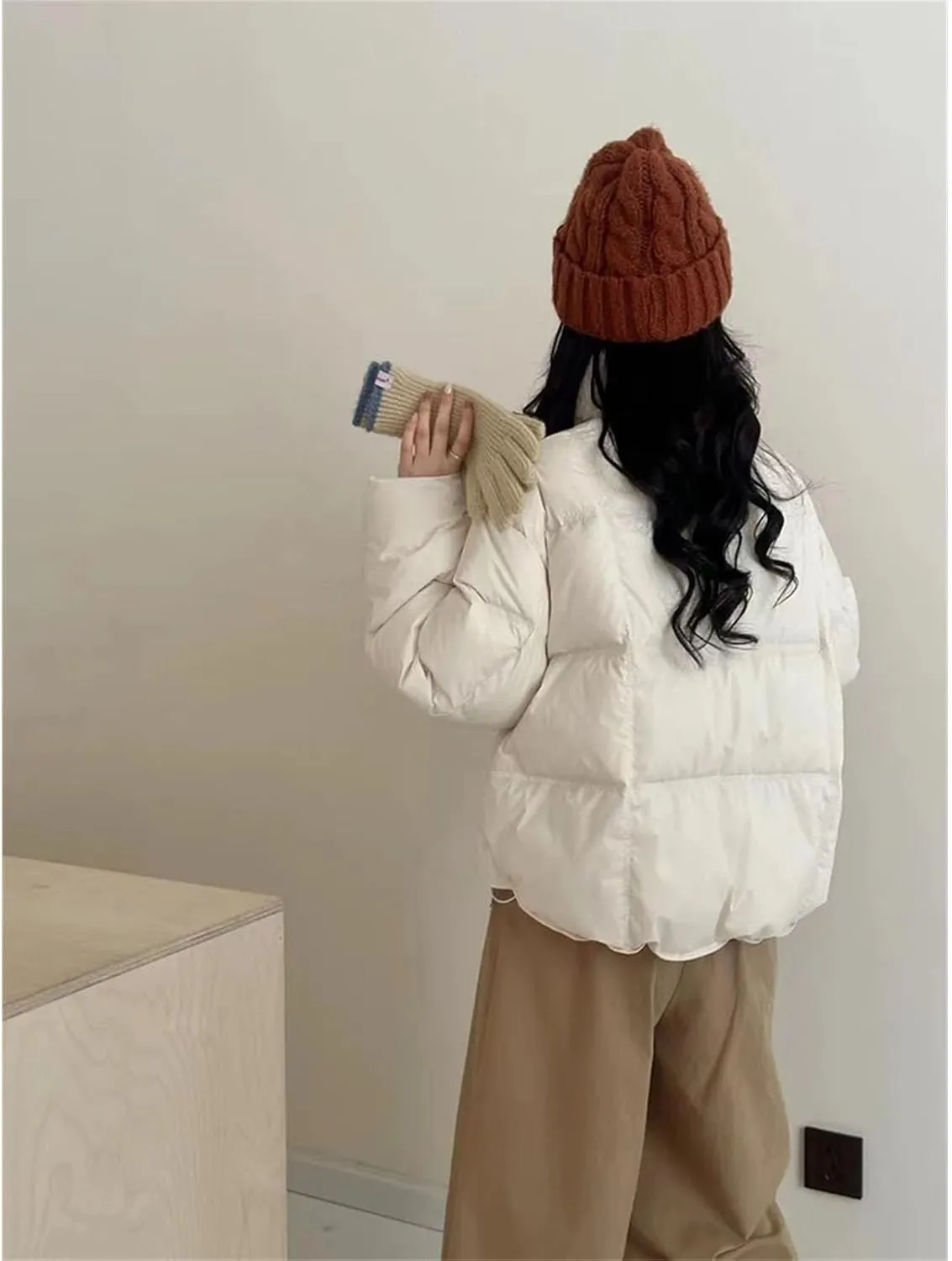 Winter White Duck Down Jacket Women Cotton-padded Clothes Short Stand Collar Thicken Bread Female Down Coat