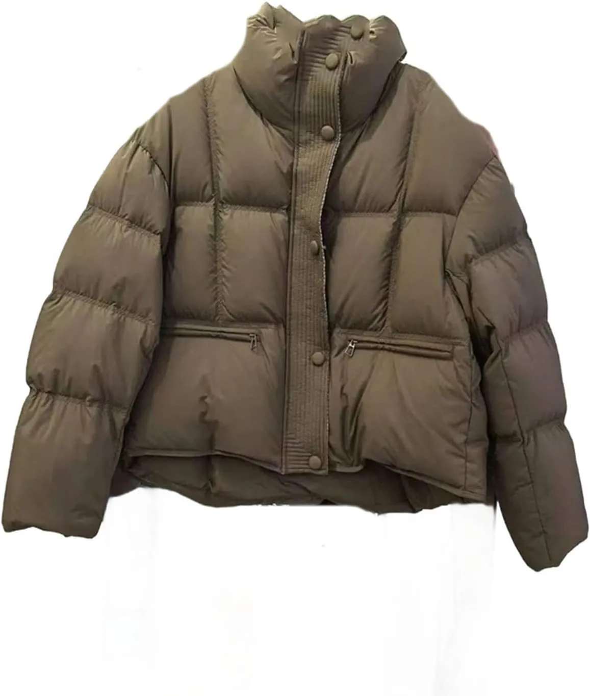 Winter White Duck Down Jacket Women Cotton-padded Clothes Short Stand Collar Thicken Bread Female Down Coat