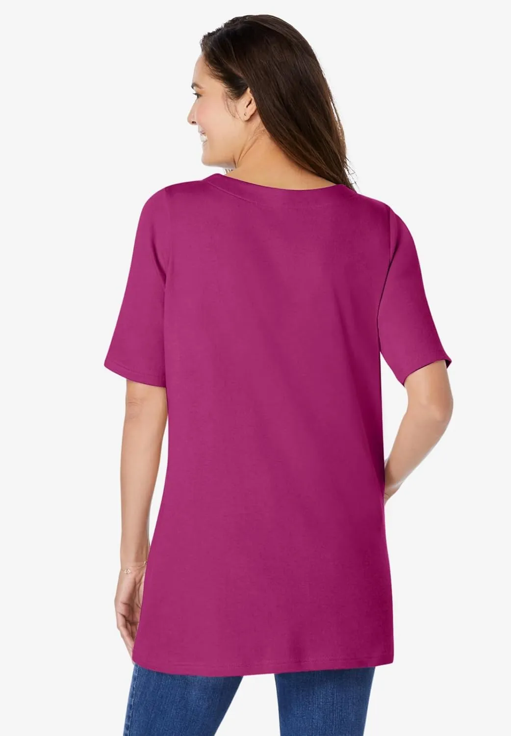 Woman Within Plus Size 7-Day Embroidered Layered-Look Tunic
