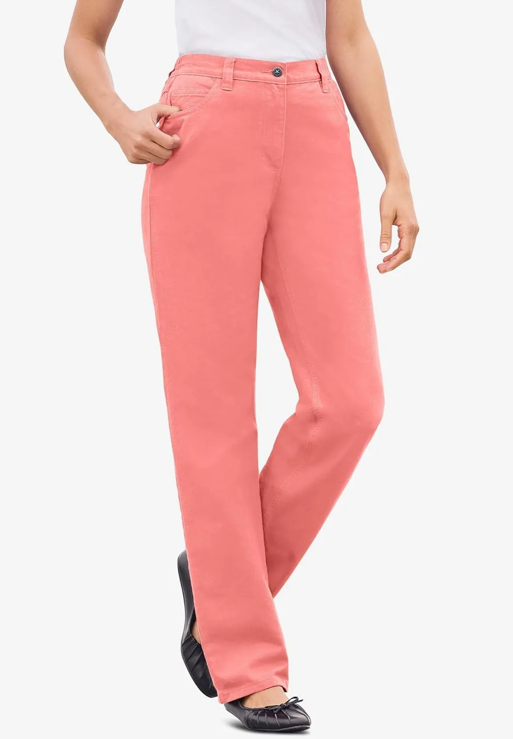 Woman Within Plus Size Perfect Cotton Back Elastic Denim Jean