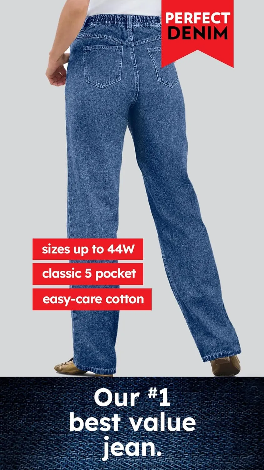 Woman Within Plus Size Perfect Cotton Back Elastic Denim Jean