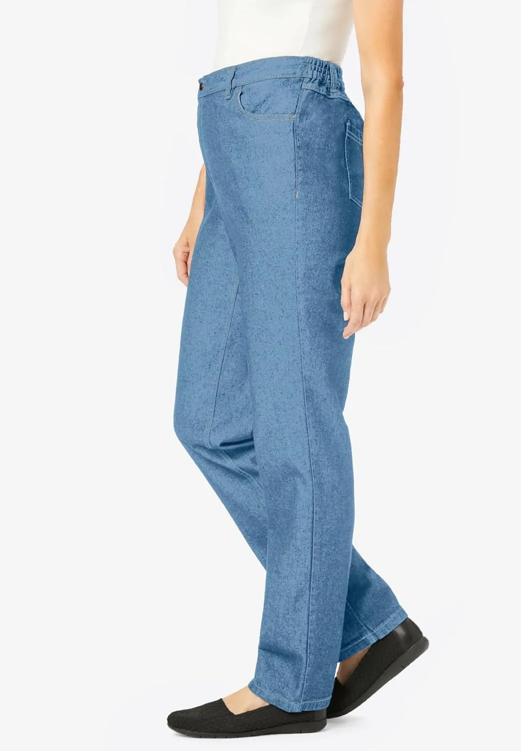 Woman Within Plus Size Perfect Cotton Back Elastic Denim Jean