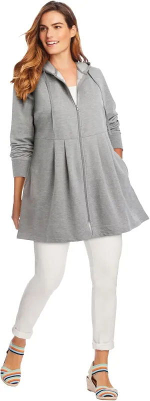 Woman Within Plus Size Pleated Jacket French Terry Long Oversized Sweatshirt