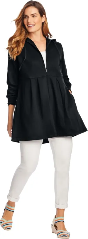 Woman Within Plus Size Pleated Jacket French Terry Long Oversized Sweatshirt