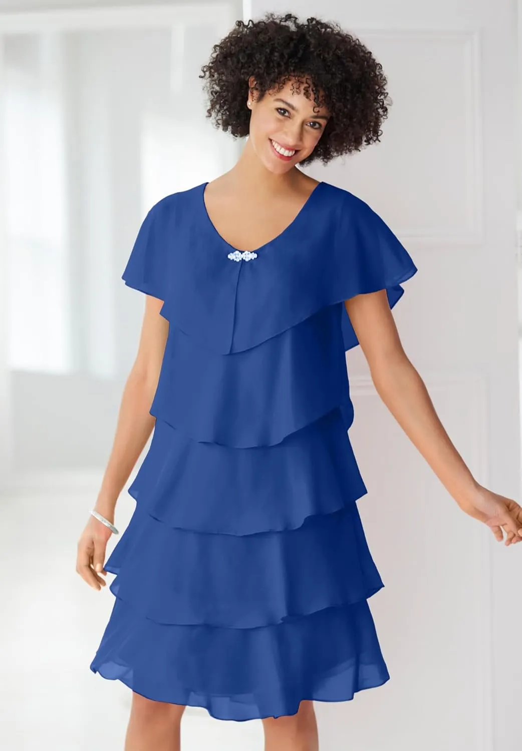 Woman Within Women's Plus Size Three-Tier Dress