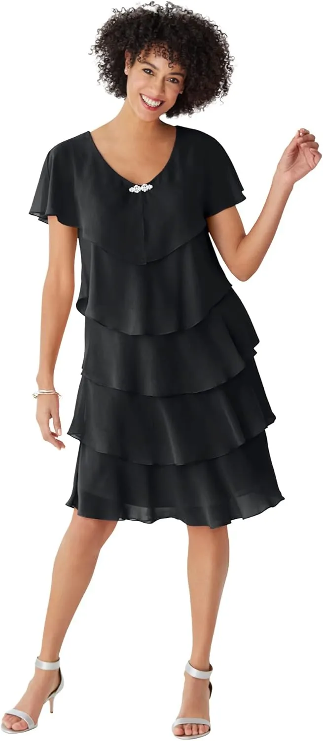 Woman Within Women's Plus Size Three-Tier Dress