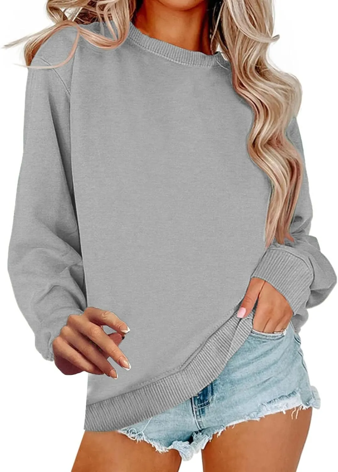 Women Crew Neck Sweatshirts Fall Casual Oversized Sweatshirts Long Sleeve Cute Preppy Sweatshirt Comfort Pullover