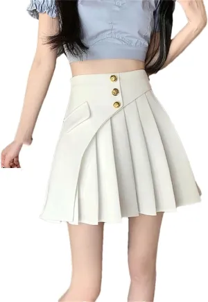 Women High Waist Pleated Mini Skirt Basic Casual Flared Flowy Skirt