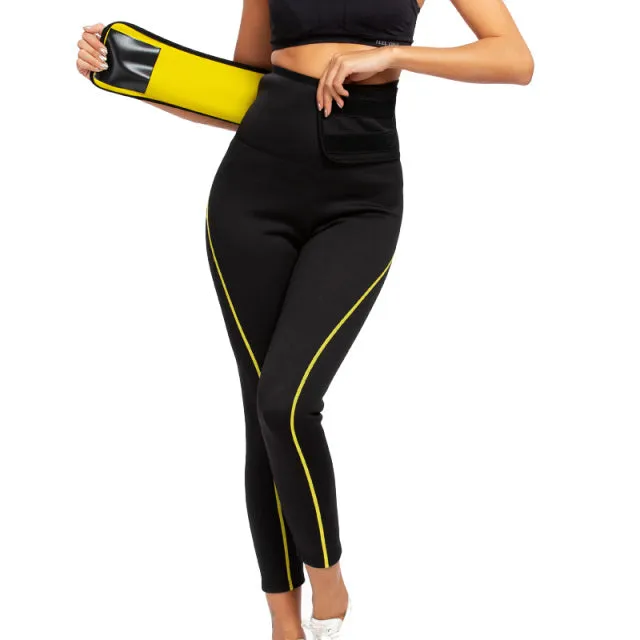 Women Sauna Slimming Pants   Top Neoprene Sweat Thermal Suits , Waist Trainer Belt Bodysuit