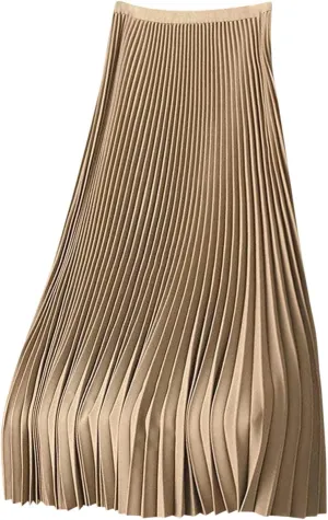 Women Silk Satin Pleated Midi Skirt High Waist Versatile Flowy Ruffle Swing Skirts Lightweight Casual Flared Skirt