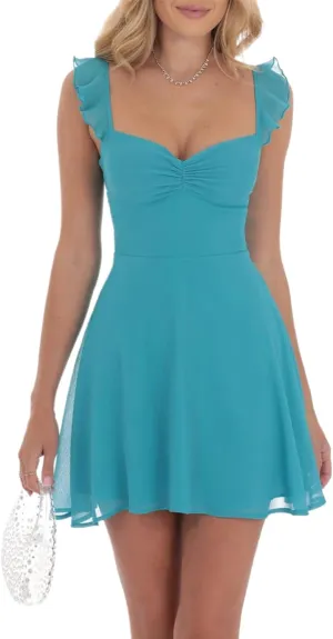 Women Y2k Lace Mini Dress Ruffle Hem Tie Back A Line Short Dress Sleeveless Bodycon Fairy Party Clubwear