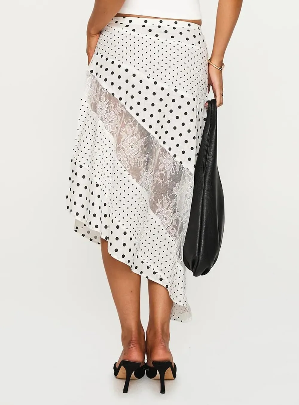 Women Y2K Maxi Skirt Coquette Hight Waist Lace Patchwork Irregular Hem Flowy Midi Skirt Summer Vacation Beachwear