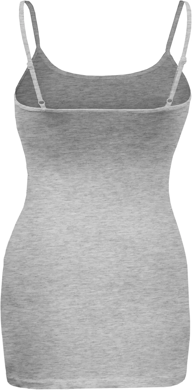 Women's Classic Solid Camisole with Adjustable Spaghetti Straps Long Tank Top Plus Size (XLarge ~ 3XLarge)