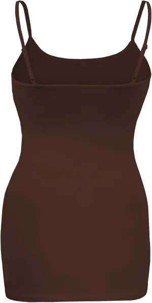 Women's Classic Solid Camisole with Adjustable Spaghetti Straps Long Tank Top Plus Size (XLarge ~ 3XLarge)
