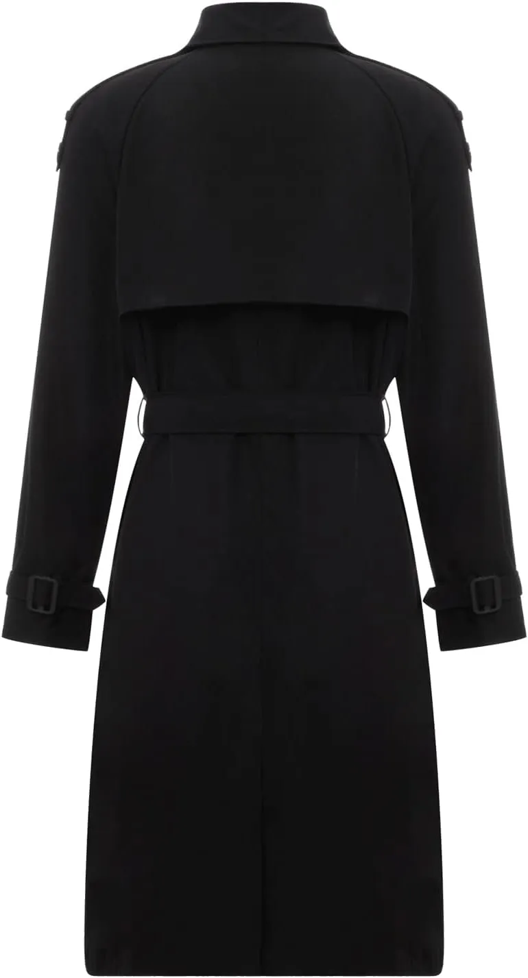 Women's Double Breasted Long Trench Coat Classic Lapel Long Sleeve Casual Windproof Overcoat with Belt Streetwear