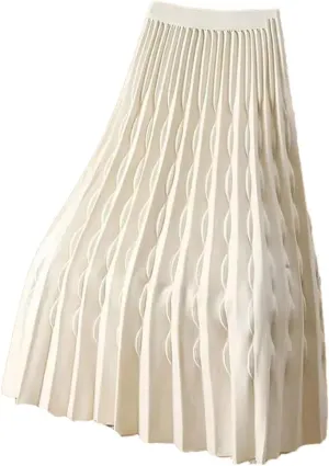 Women's Fashion Spring Autumn Elegance Solid High Waist Women's Lace Pleated Skirts