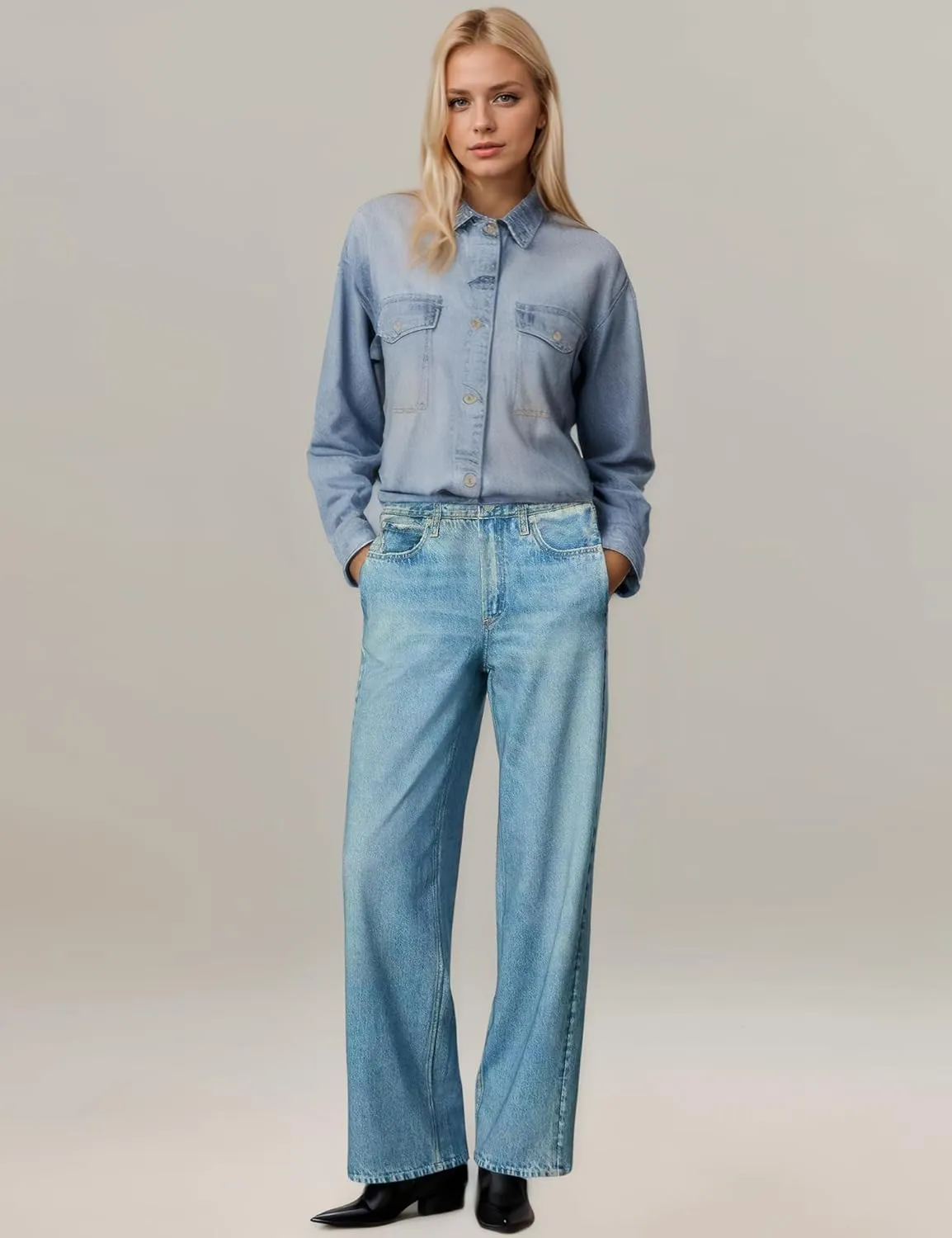 Womens French Terry Wide Leg Sweatpants Jeans Stretch Breathable Comfort Pants for Casual & Workout Y2K Clothes