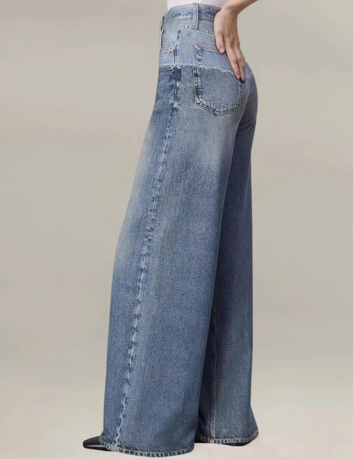 Womens French Terry Wide Leg Sweatpants Jeans Stretch Breathable Comfort Pants for Casual & Workout Y2K Clothes