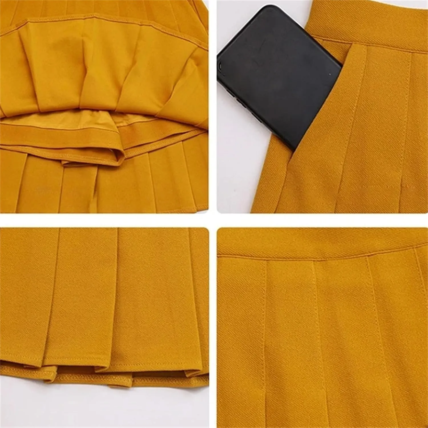 Women's High-Waisted Skirt with Pockets  Fashionable Mini Pleated School Uniform Casual Lightweight Golf Skirt