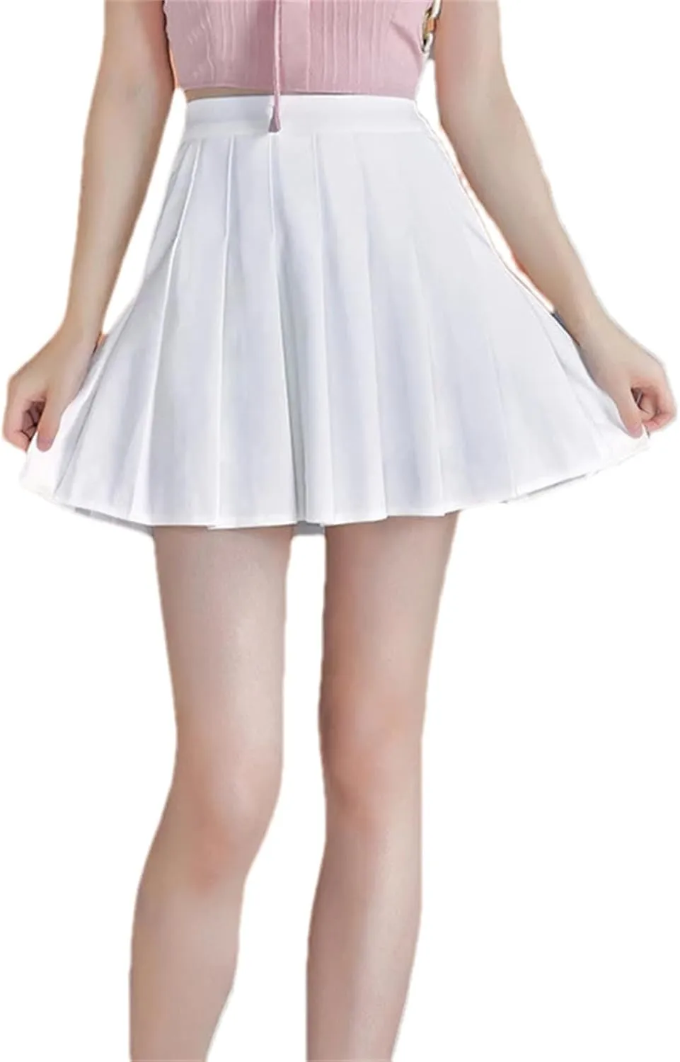 Women's High-Waisted Skirt with Pockets  Fashionable Mini Pleated School Uniform Casual Lightweight Golf Skirt